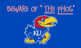 Kansas Jayhawks "Beware of the Phog" 3" x 5" Silk Screened Flag w/ Grommet