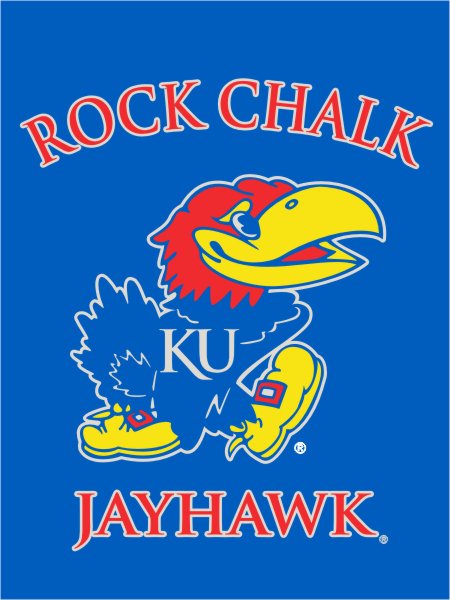 Kansas Jayhawks "Rock Chalk Jayhawk" 30" x 40" Silk Screened Double Sided Flag