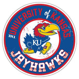Kansas Jayhawks Circle Magnet w/ Logo and Writing 4.5"