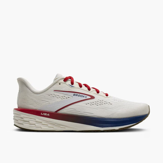 BROOKS MENS LAUNCH 12 - COCONUT/RED/BLUE