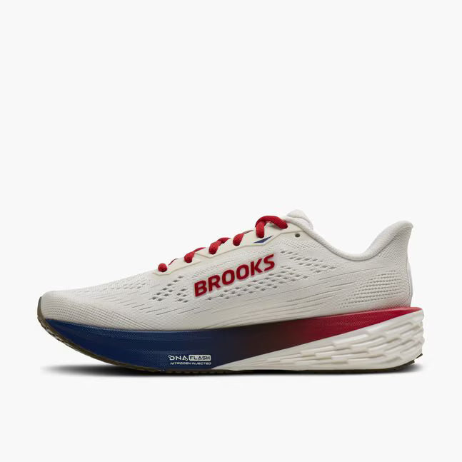 BROOKS MENS LAUNCH 12 - COCONUT/RED/BLUE