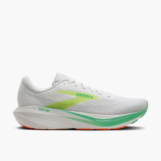 BROOKS MENS GHOST AMP - WHITE/GREEN