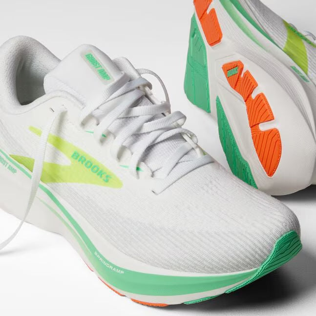 BROOKS MENS GHOST AMP - WHITE/GREEN