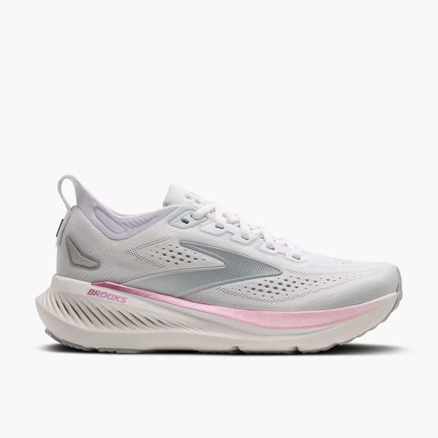 BROOKS WOMENS GLYCERIN 23 - WHITE/GREY/PINK