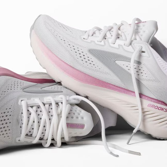 BROOKS WOMENS GLYCERIN 23 - WHITE/GREY/PINK