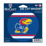 Kansas Jayhawks Striped Die Cut Magnet w/ Logo 4.5"
