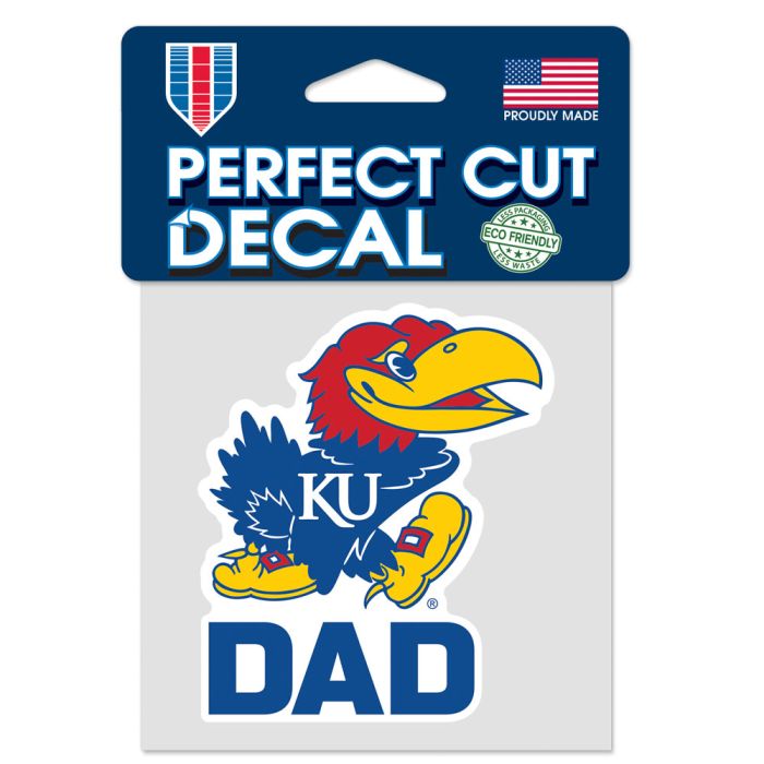 Kansas Jayhawks Dad Perfect Cut Decal 4" X 4"