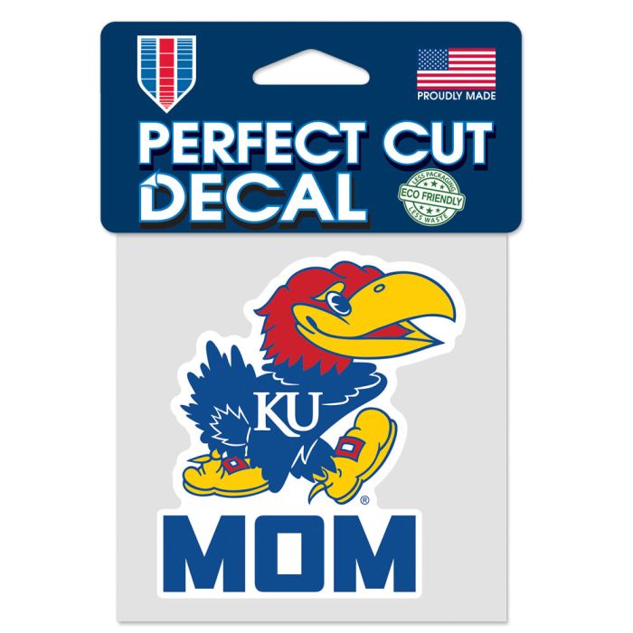 Kansas Jayhawks Mom Perfect Cut Decal 4" X 4"