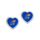 Kansas Jayhawk Heart Stud Earrings - Blue w/ KU Logo