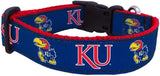 Kansas Jayhawks Dog Collar - Blue/Red w/ logo