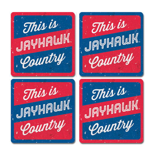 Kansas Jayhawks Square Coasters 4 Pack