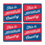 Kansas Jayhawks Square Coasters 4 Pack