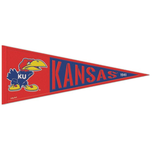 Kansas Jayhawks Vault 1941 Angry Jay Pennant 13" x 32"