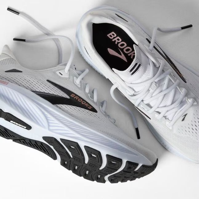 BROOKS WOMENS GHOST 18 - WHITE/BLACK/ROSE GOLD