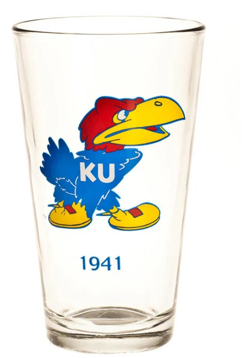 Kansas Jayhawks 1941 Vault Logo Pint Glass