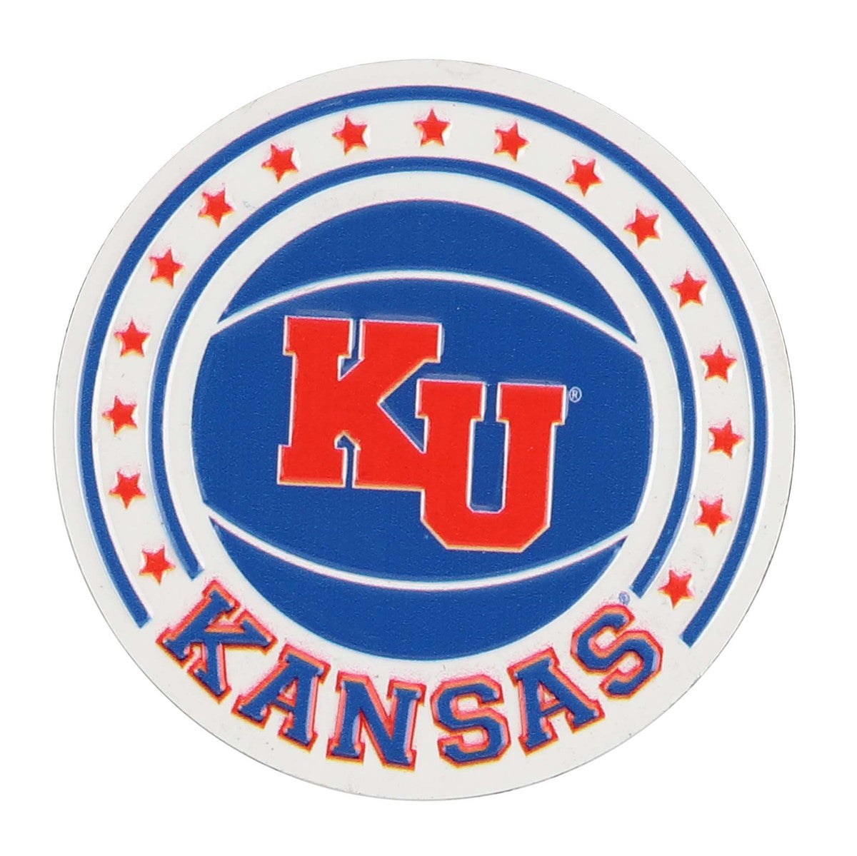 University Of Kansas KU Basketball Round Embossed Metal Magnet