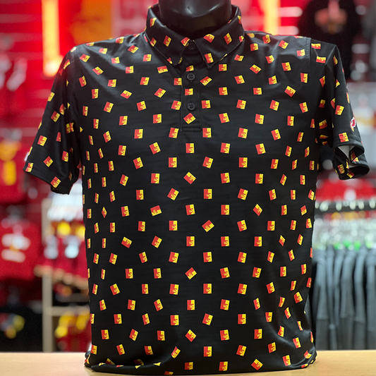 PSU All Over Split Face Polo- Black