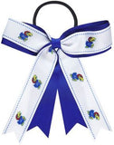 Grace Collection Kansas Jayhawk Ponytail Holder - White/Blue w/ logo