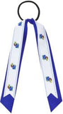 Grace Collection Jayhawk Ponytail Holder - White and Royal Blue
