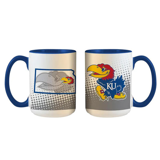 Kansas Jayhawks Pattern State 15oz Mug