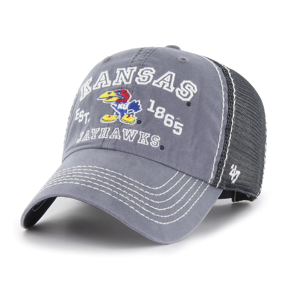 Kansas Jayhawks Vault 1941 Logo Cleanup Adjustable Hat - Grey