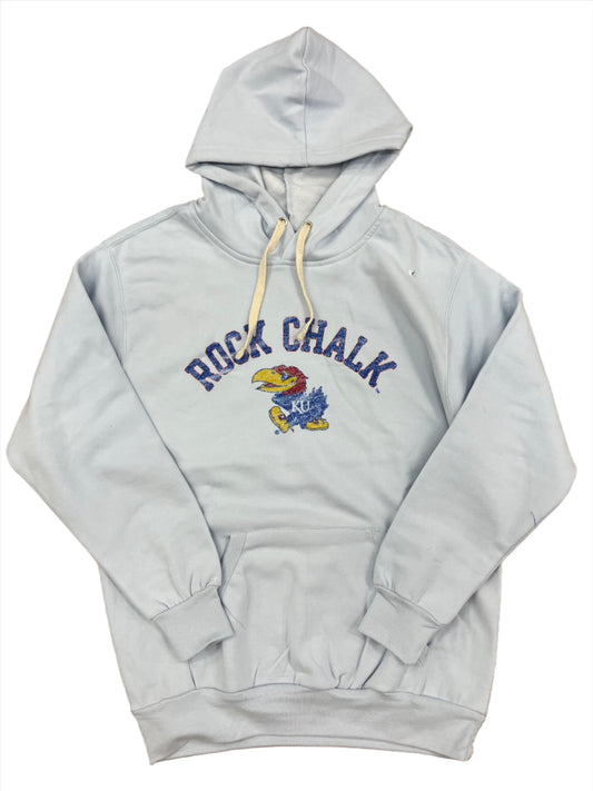 Kansas Jayhawks Rock Chalk Faded Hoodie - Light Blue