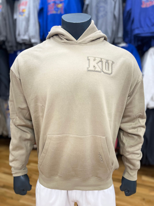 Kansas Jayhawks KU Drop Hoodie - Tan