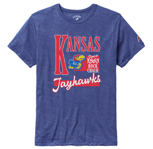 Kansas Jayhawks Rock Chalk 1865 Triblend Tee - Royal Blue