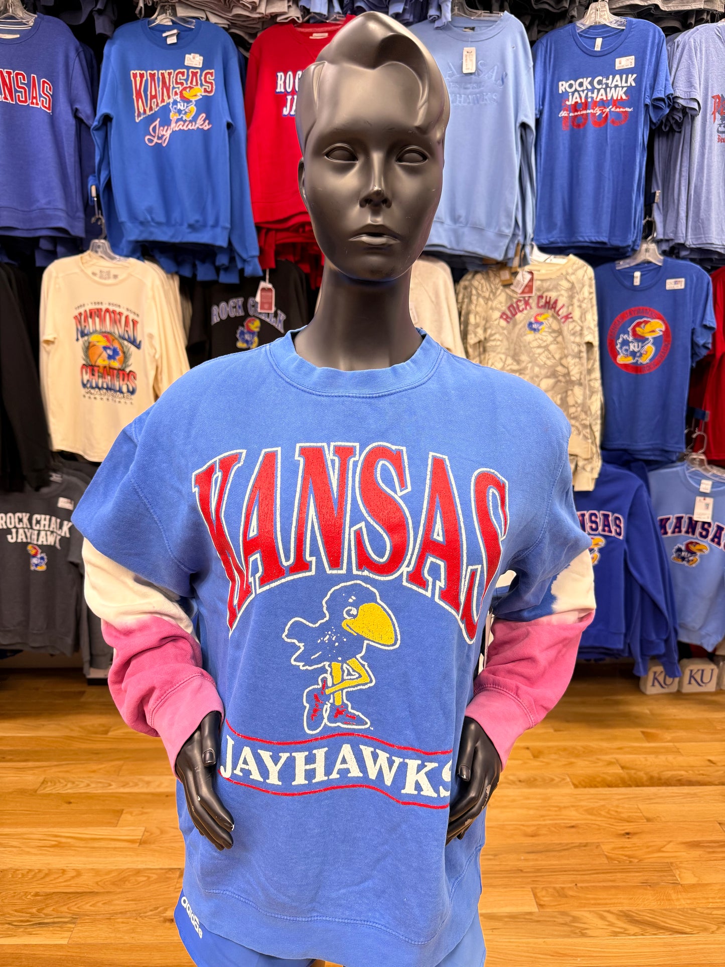 Kansas Jayhawks Vintage Women's Wash 1912 Crew - Royal