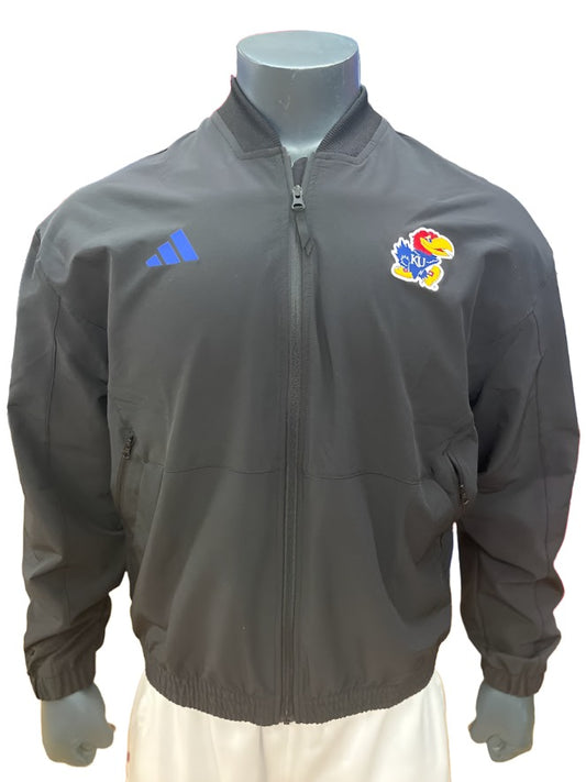 Adidas Kansas Jayhawks Woven Full Zip Travel Jacket - Black