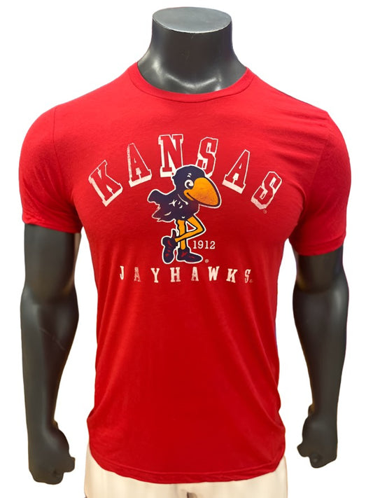 Kansas Jayhawks Arch Vault 1912 Washed Triblend Tee - Red