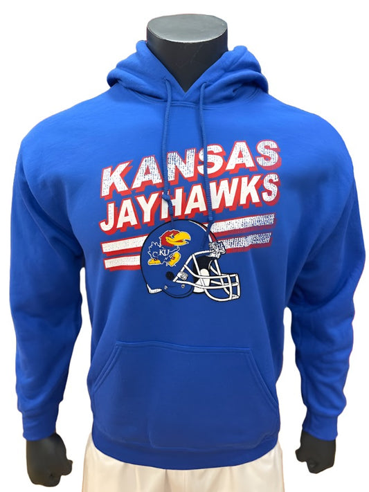 Kansas Jayhawks Football Helmet Slant Hoodie - Blue