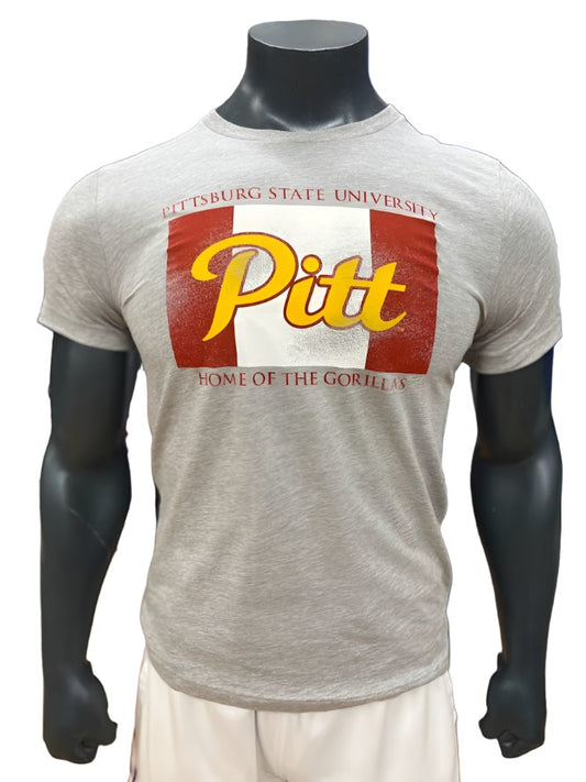 Pitt State University Home of the Gorillas Gameday Flag Tee - Grey