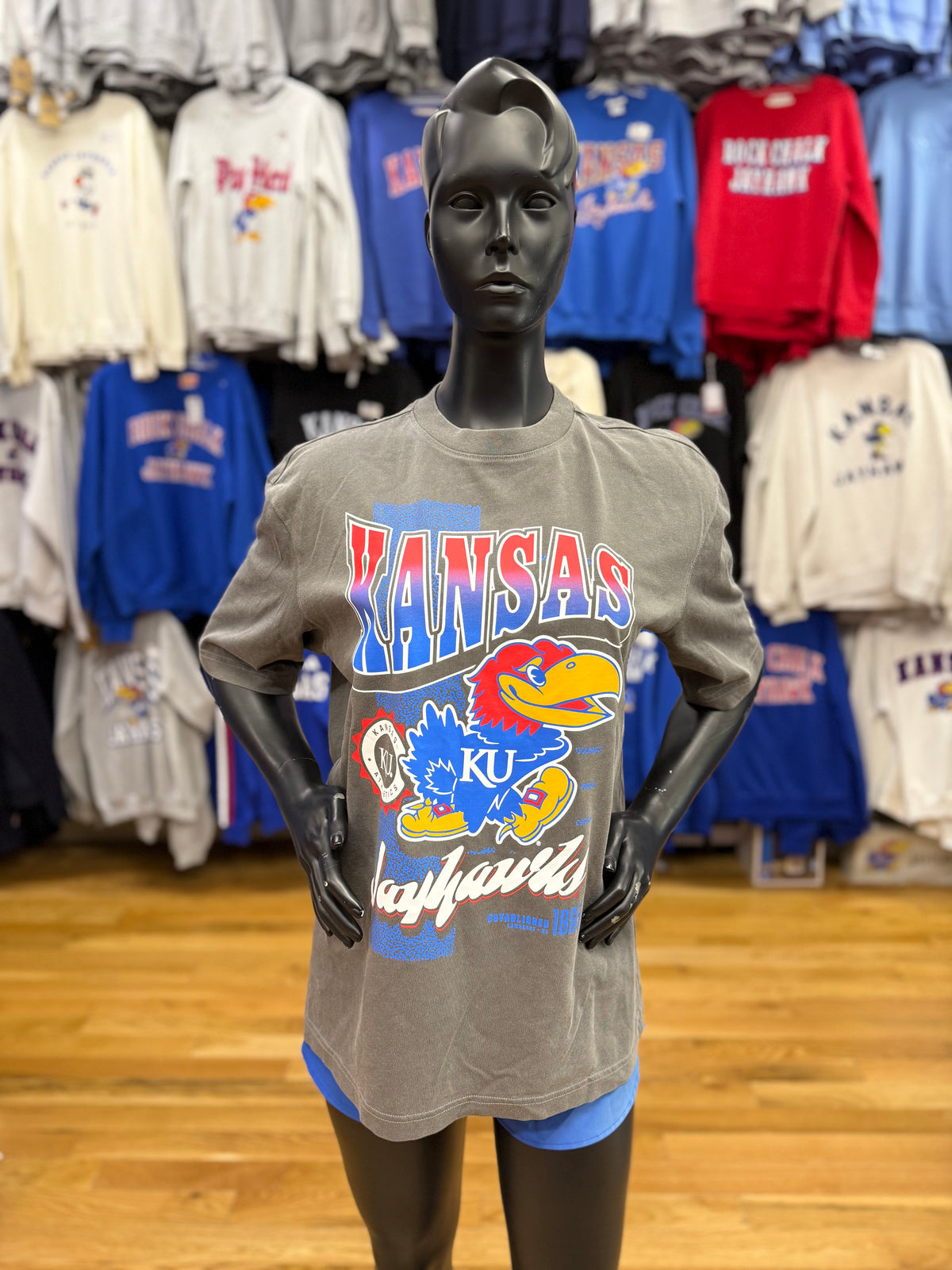 Kansas Jayhawk Vintage Women's Tee - Charcoal