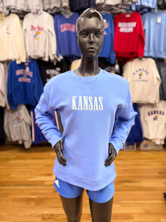 Kansas Jayhawks 1991 Embroidered Kansas Crew - Power Blue