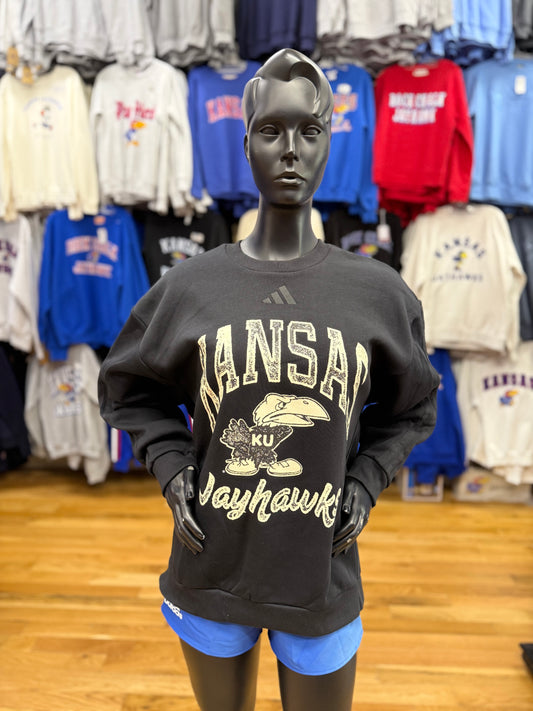 Kansas Jayhawks KS 1941 Vintage Wmns Crew - Black