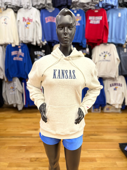 Kansas Jayhawks 1991 Kansas Embroidered Hoodie - Oatmeal/Navy