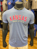Kansas Jayhawks Track & Field Arch Triblend Tee - Pink/Carolina Blue