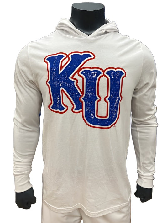 Kansas Jayhawks Evolution Sleeve Long Sleeve Hoodie - White