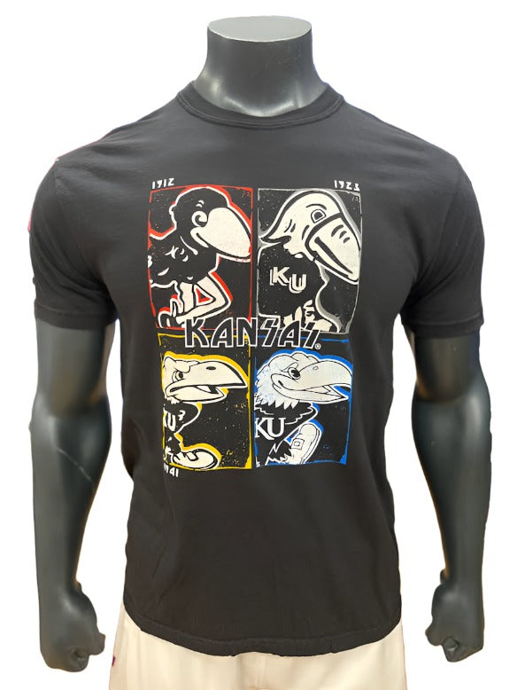 Kansas Jayhawks Rock Vintage Square Logos - Black