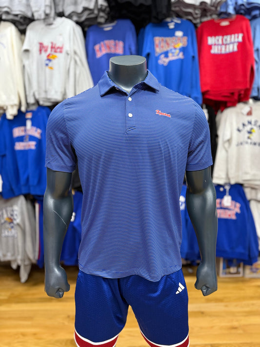 Kansas Jayhawks KS Fine Line Polo - Blue