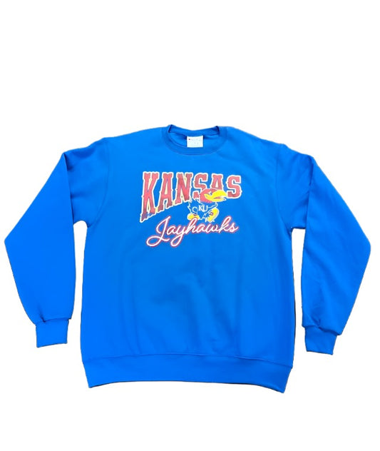 Kansas Jayhawks Classic Script Crew - Royal Blue