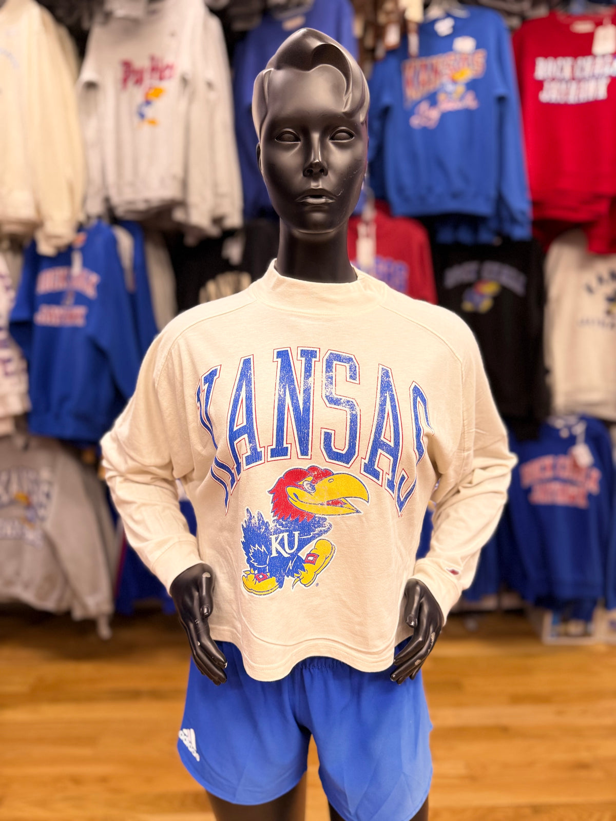 Kansas Jayhawks Logo Intra Mock Long Sleeve - Heather Canvas