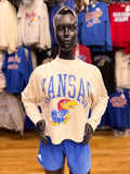 Kansas Jayhawks Logo Intra Mock Long Sleeve - Heather Canvas