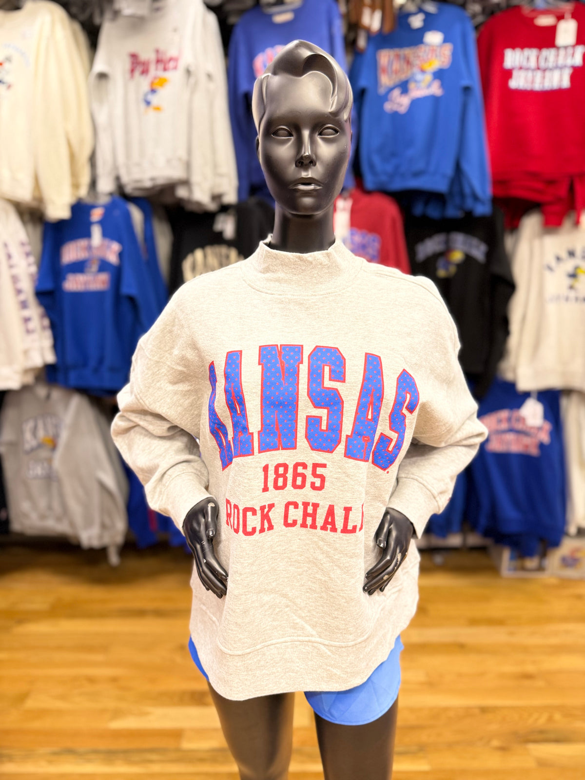 Kansas Jayhawks Polka 1865 Mock - Steel Gray