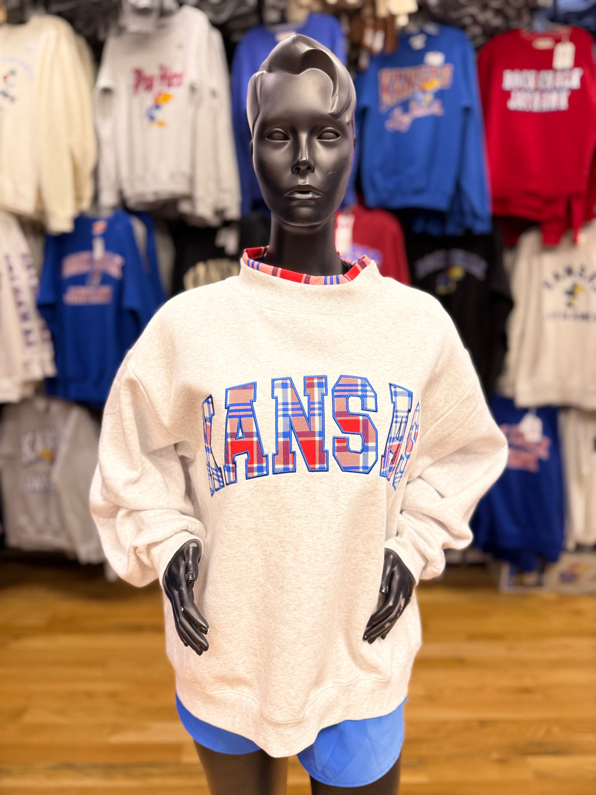 Kansas Jayhawks Ks Varsity Plaid Mock - Red/Blue