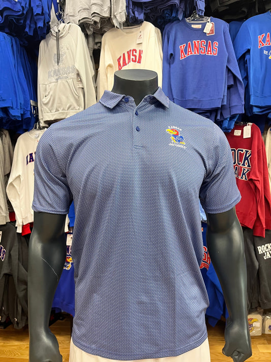 Kansas Jayhawks KU Rings Polo Antigua Blue & White