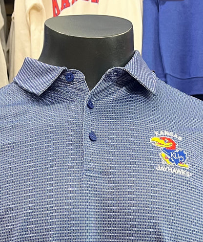 Kansas Jayhawks KU Rings Polo Antigua Blue & White
