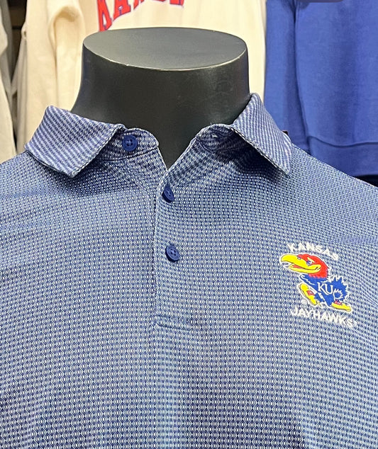 Kansas Jayhawks KU Rings Polo Antigua Blue & White