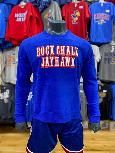 Kansas Jayhawks Rock Chalk Jayhawk Tiffany Crew